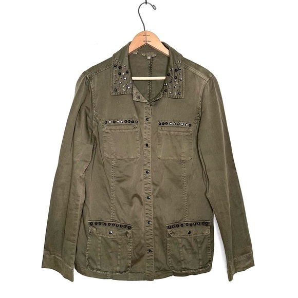 GUESS Studded Military Shirt Jacket Size Small - Picture 2 of 10